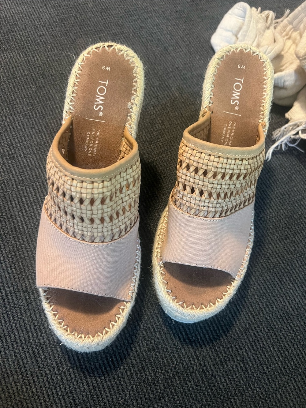 Toms Beige Woven Espadrille Mules